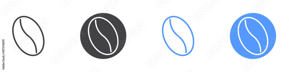 Coffee bean icon Flat set in black and white color Coffee bean icon Flat set in black and white color