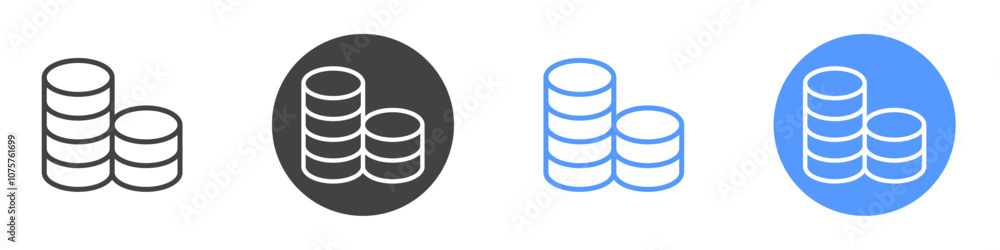 Coin stack icon Flat set in black and white color Coin stack icon Flat set in black and white color