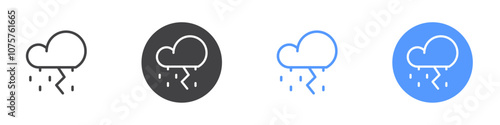 Cloud storm icon Flat set in black and white color