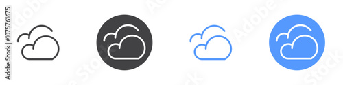 Cloudy icon Flat set in black and white color
