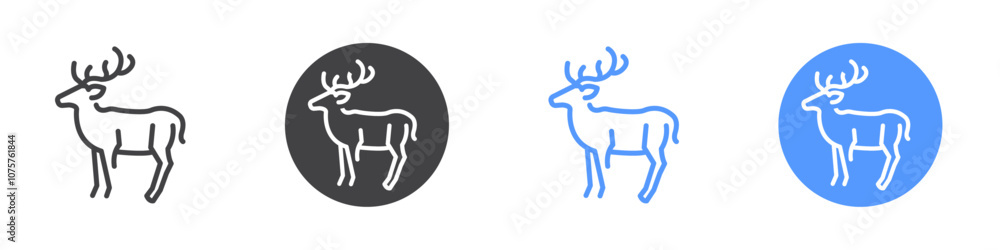 Deer icon Flat set in black and white color Deer icon Flat set in black and white color