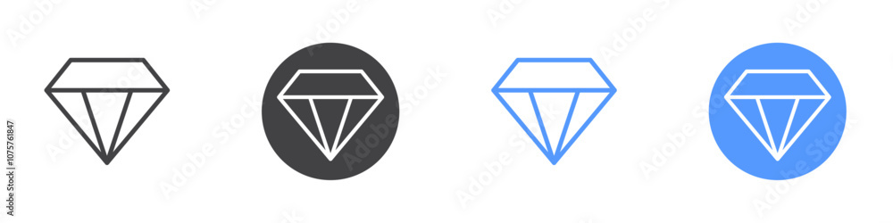 Diamond icon Flat set in black and white color Diamond icon Flat set in black and white color