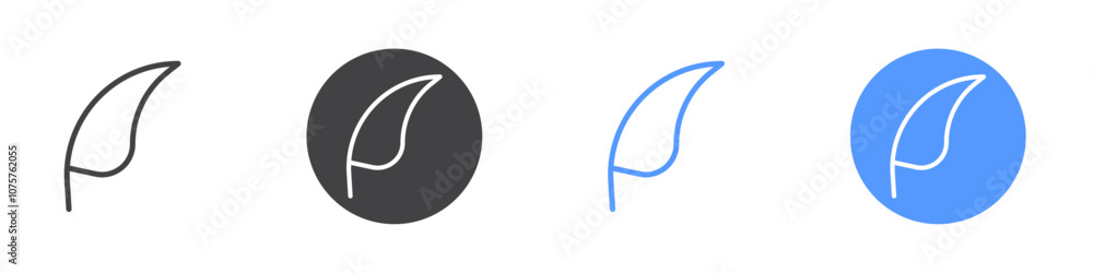 Feather icon Flat set in black and white color