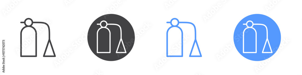 Fire extinguisher icon Flat set in black and white color Fire extinguisher icon Flat set in black and white color