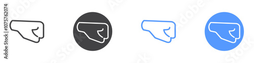 Fist icon Flat set in black and white color