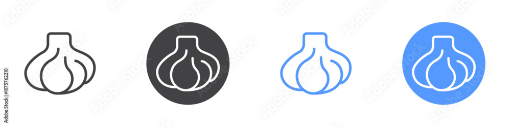 Garlic icon Flat set in black and white color Garlic icon Flat set in black and white color