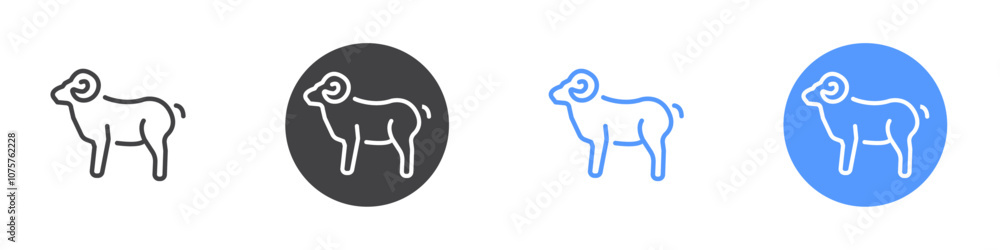 Goat icon Flat set in black and white color Goat icon Flat set in black and white color