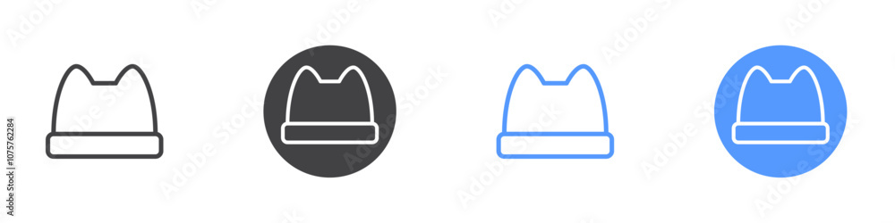 Hat icon Flat set in black and white color Hat icon Flat set in black and white color