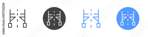 Gate machine icon Flat set in black and white color