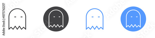 Ghost icon Flat set in black and white color
