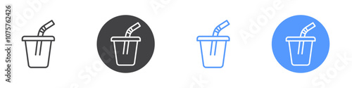 Juice icon Flat set in black and white color