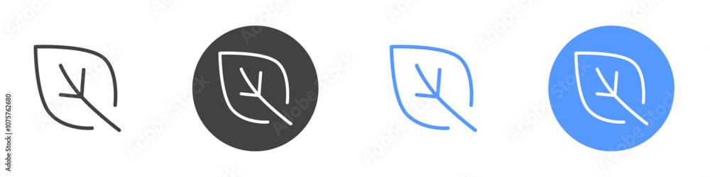 Leaf icon Flat set in black and white color Leaf icon Flat set in black and white color