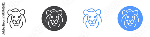 Lion icon Flat set in black and white color