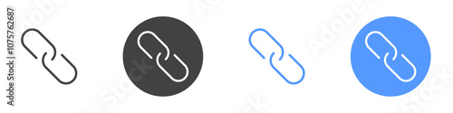 Link icon Flat set in black and white color