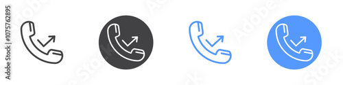 Missed call icon Flat set in black and white color