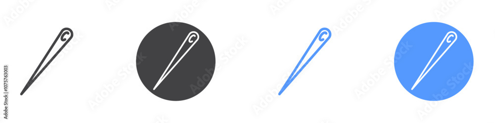 Needle icon Flat set in black and white color Needle icon Flat set in black and white color