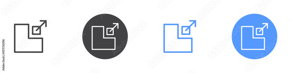 Open link icon Flat set in black and white color