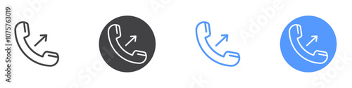 Outgoing call icon Flat set in black and white color
