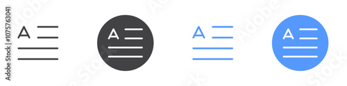Paragraph icon Flat set in black and white color
