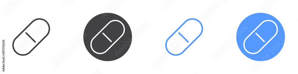 Pill icon Flat set in black and white color Pill icon Flat set in black and white color
