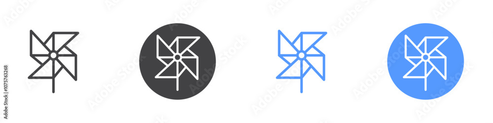 Pinwheel icon Flat set in black and white color Pinwheel icon Flat set in black and white color