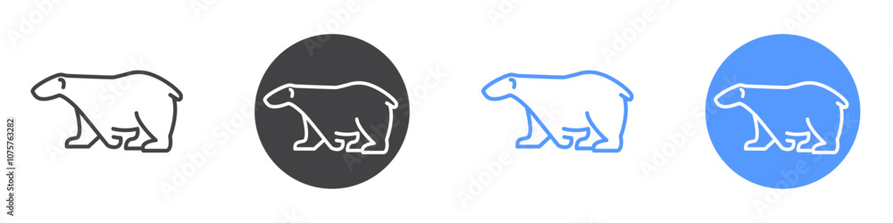 Polar bear icon Flat set in black and white color Polar bear icon Flat set in black and white color