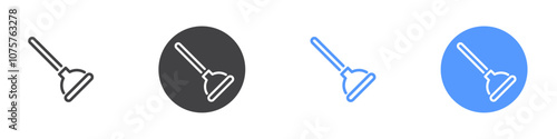 Plunger icon Flat set in black and white color