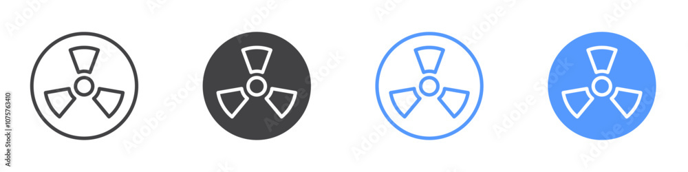 Radioactive icon Flat set in black and white color Radioactive icon Flat set in black and white color