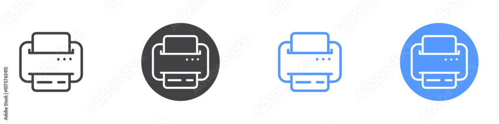 Printer icon Flat set in black and white color Printer icon Flat set in black and white color