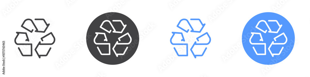 Recycling icon Flat set in black and white color Recycling icon Flat set in black and white color
