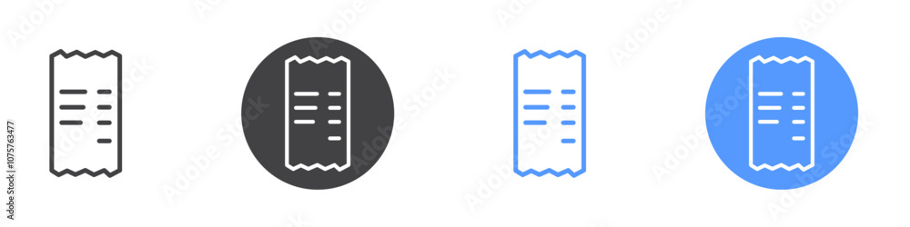 Receipt icon Flat set in black and white color Receipt icon Flat set in black and white color