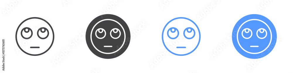 Rolling eyes emoji icon Flat set in black and white color Rolling eyes emoji icon Flat set in black and white color