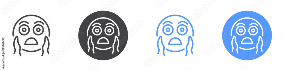 Screaming emoji icon Flat set in black and white color Screaming emoji icon Flat set in black and white color