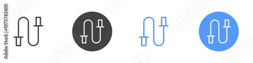 Rope skipping icon Flat set in black and white color