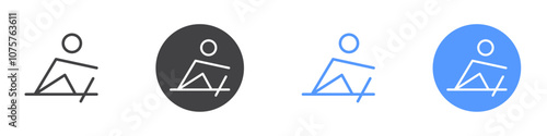 Rowing icon Flat set in black and white color