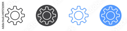Settings icon Flat set in black and white color