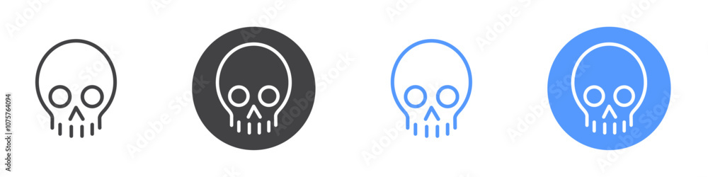 Skull icon Flat set in black and white color Skull icon Flat set in black and white color