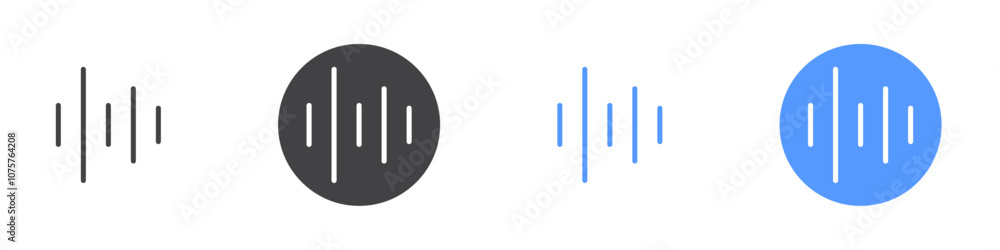 Sound wave icon Flat set in black and white color Sound wave icon Flat set in black and white color