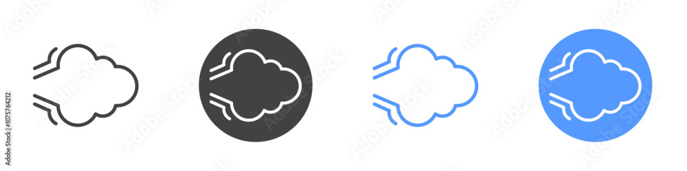 Smoke icon Flat set in black and white color Smoke icon Flat set in black and white color