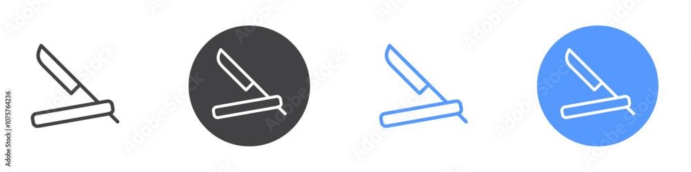 Straight razor icon Flat set in black and white color Straight razor icon Flat set in black and white color