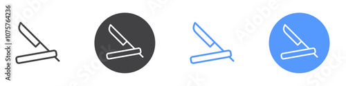 Straight razor icon Flat set in black and white color