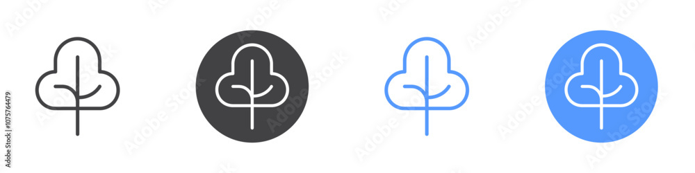 Tree icon Flat set in black and white color Tree icon Flat set in black and white color