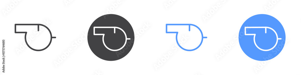 Whistle icon Flat set in black and white color Whistle icon Flat set in black and white color
