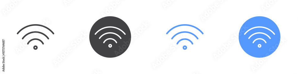 Wifi icon Flat set in black and white color Wifi icon Flat set in black and white color