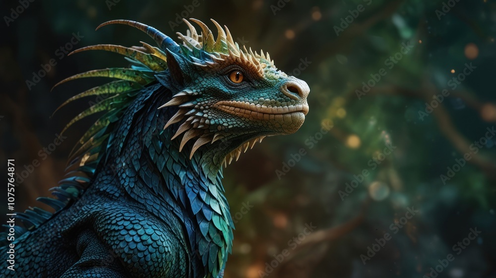 Obraz premium Serpentine Majesty: A Dragon's Mystical Gaze