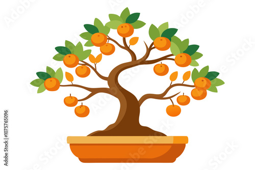 Orange trees isolated on white looks like tangerines or mandarins. It is extremely nice 