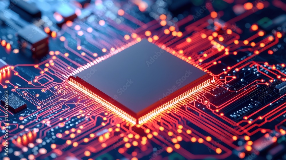 Futuristic AI Chip Microprocessor on Circuit Board Futuristic AI Chip Microprocessor on Circuit Board