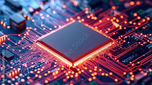 Futuristic AI Chip Microprocessor on Circuit Board