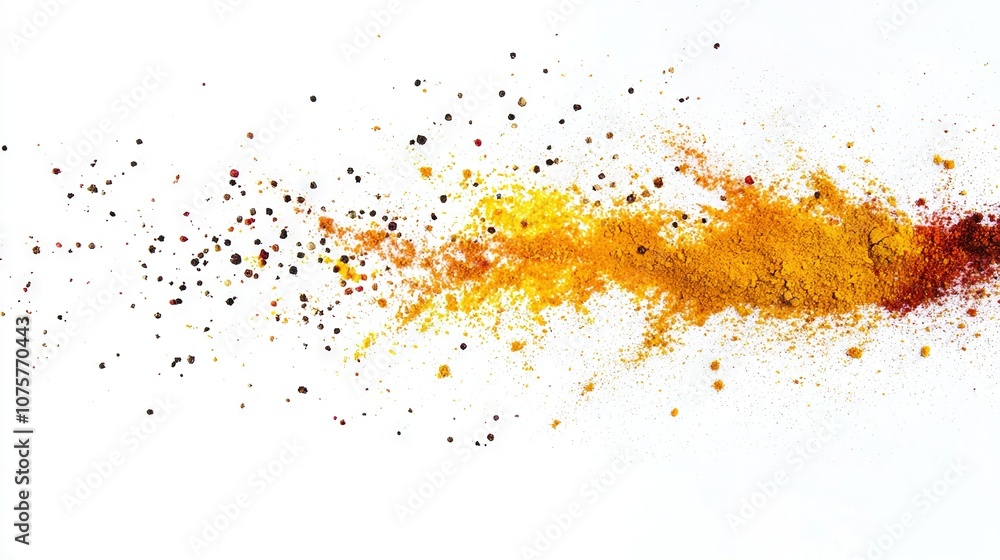 A yellow and red sprinkle-covered white surface is seen against a white sky backdrop A yellow and red sprinkle-covered white surface is seen against a white sky backdrop