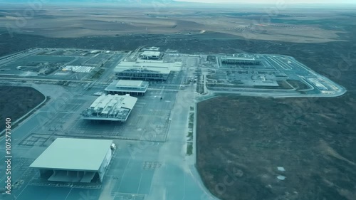 Camera panning over Area 51 remote desert military base